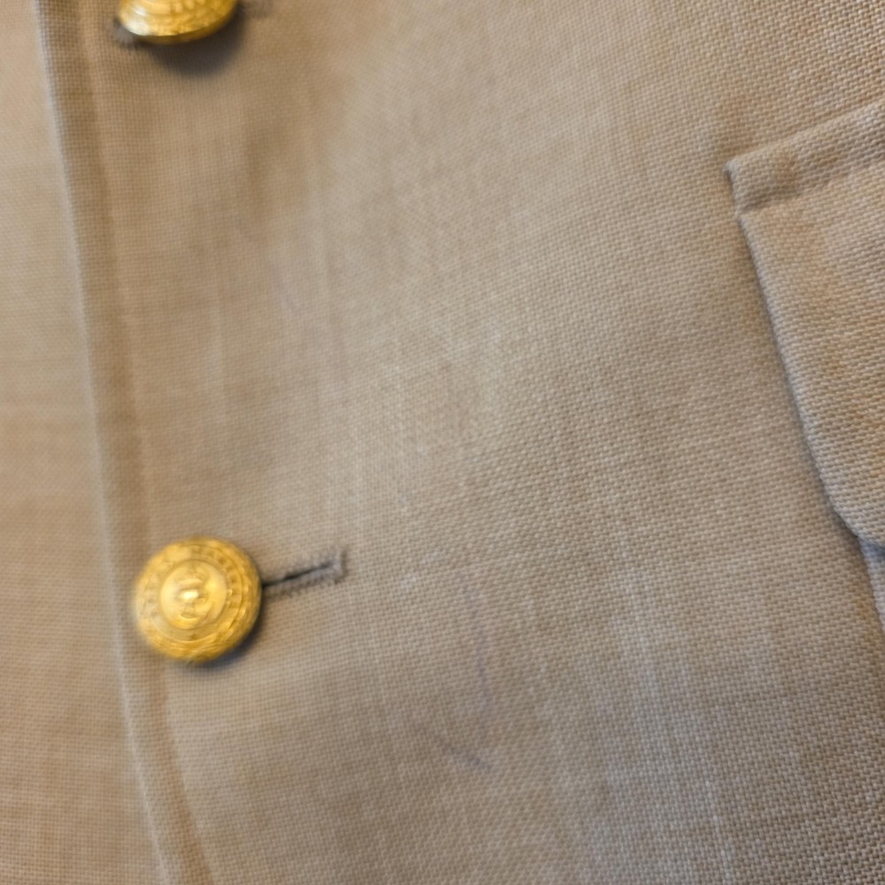 Chaps Ralph Lauren Blazer Sport Coat Mens 46 Beige‎ Gold Button USA Jacket FLAWS - Picture 2 of 16
